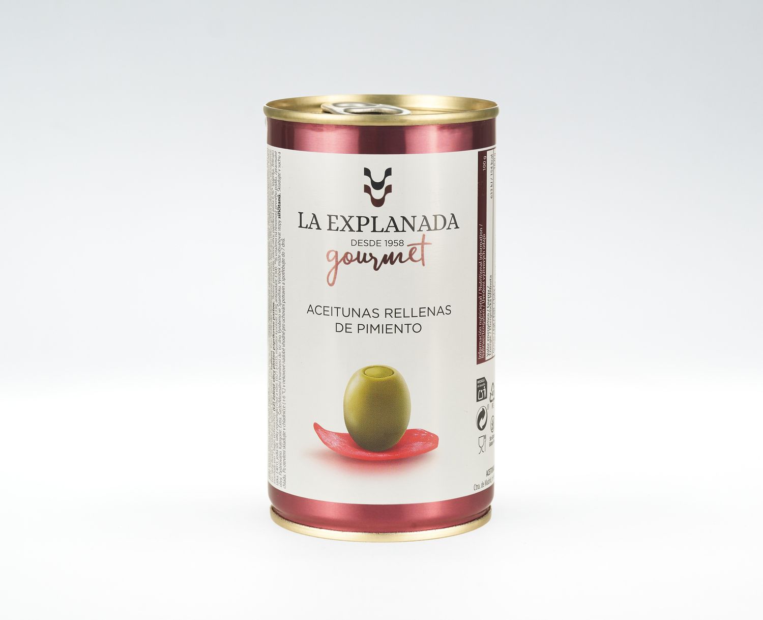 Aceitunas rellenas de pimiento asado LA EXPLANADA 350 g.
