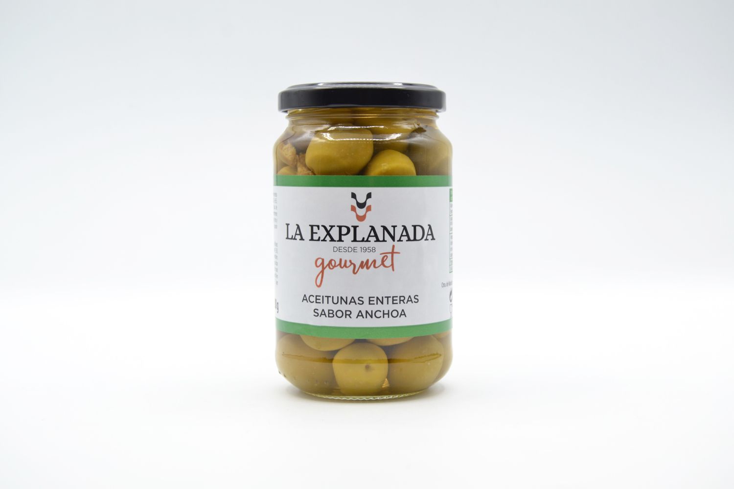 Aceitunas enteras sabor anchoa LA EXPLANADA 200 g.