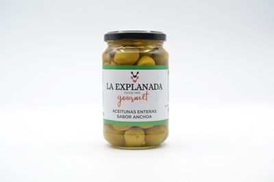 Aceitunas enteras sabor anchoa LA EXPLANADA 200 g.