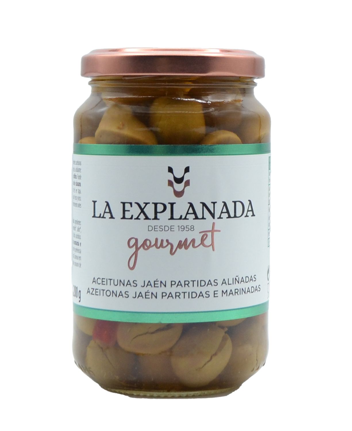 Aceitunas Jaén partidas aliñadas LA EXPLANADA 200 g.