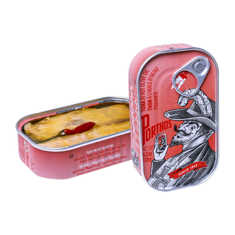 Atún en aceite de oliva picante PORTHOS 120 g.