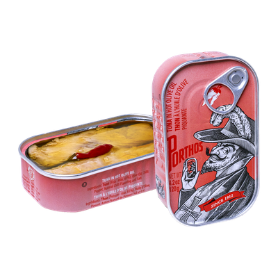 Atún en aceite de oliva picante PORTHOS 120 g.