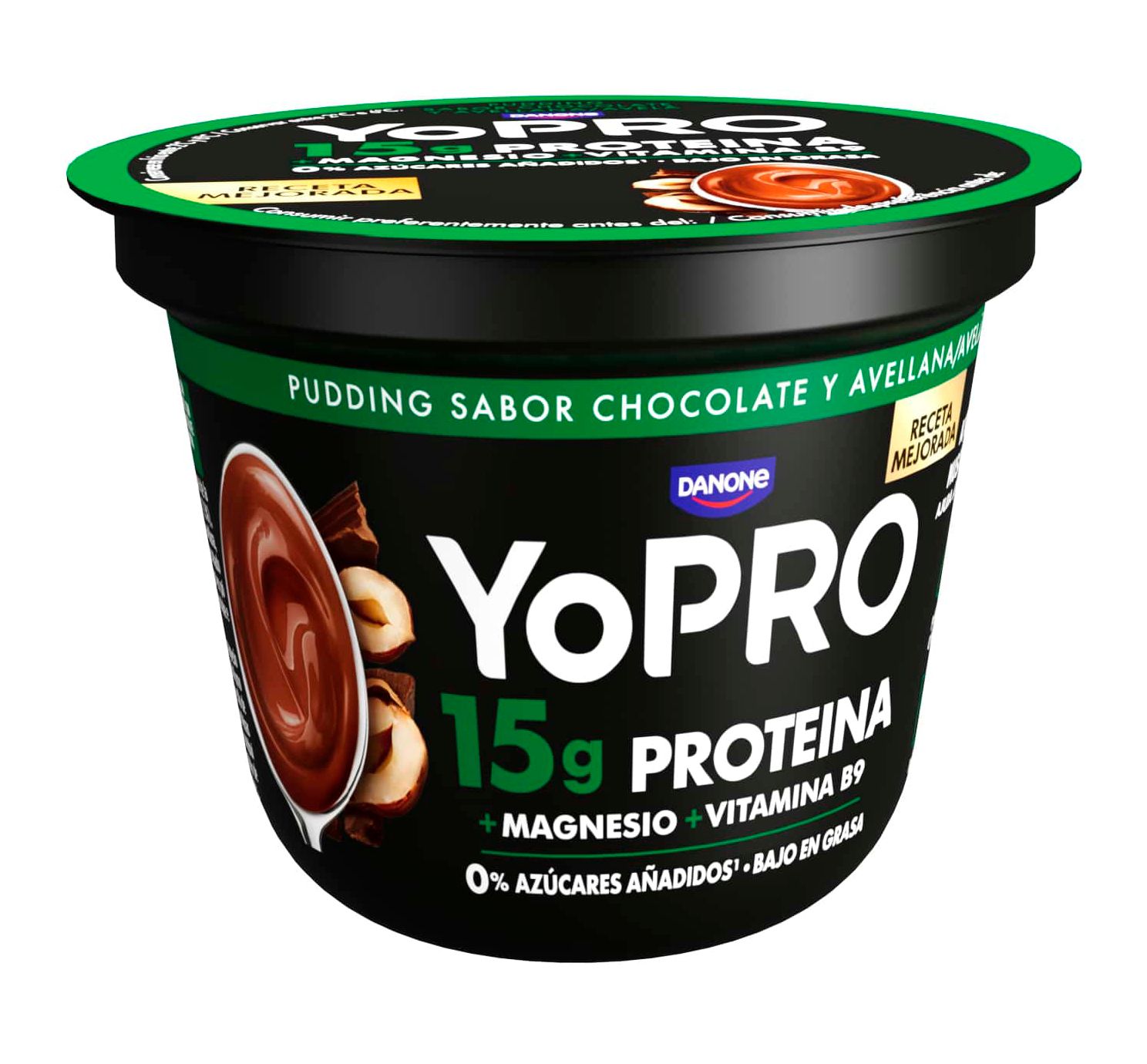 Postre con proteínas 15 g. pudding de choco avellana YOPRO