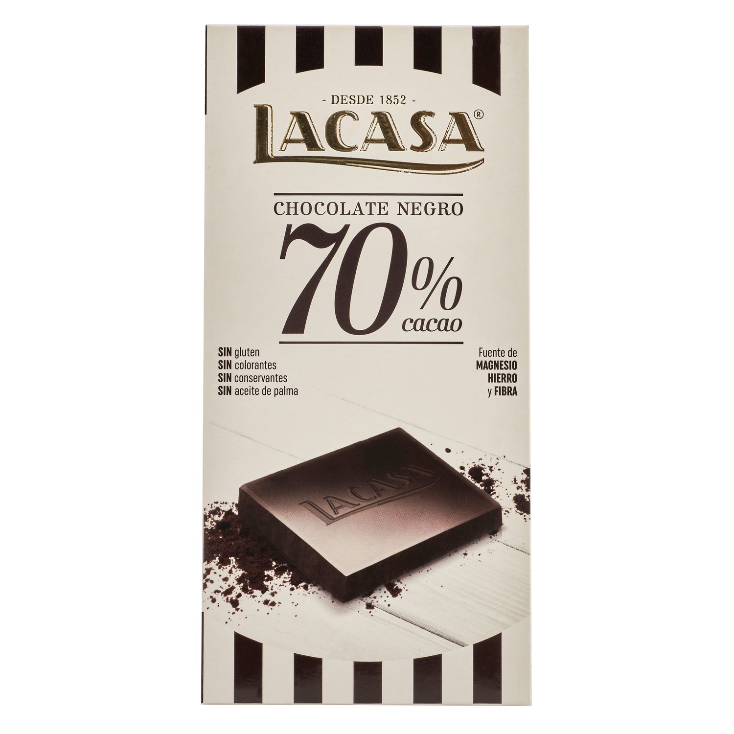 Tableta de chocolate negro 70% cacao LACASA 100 g.