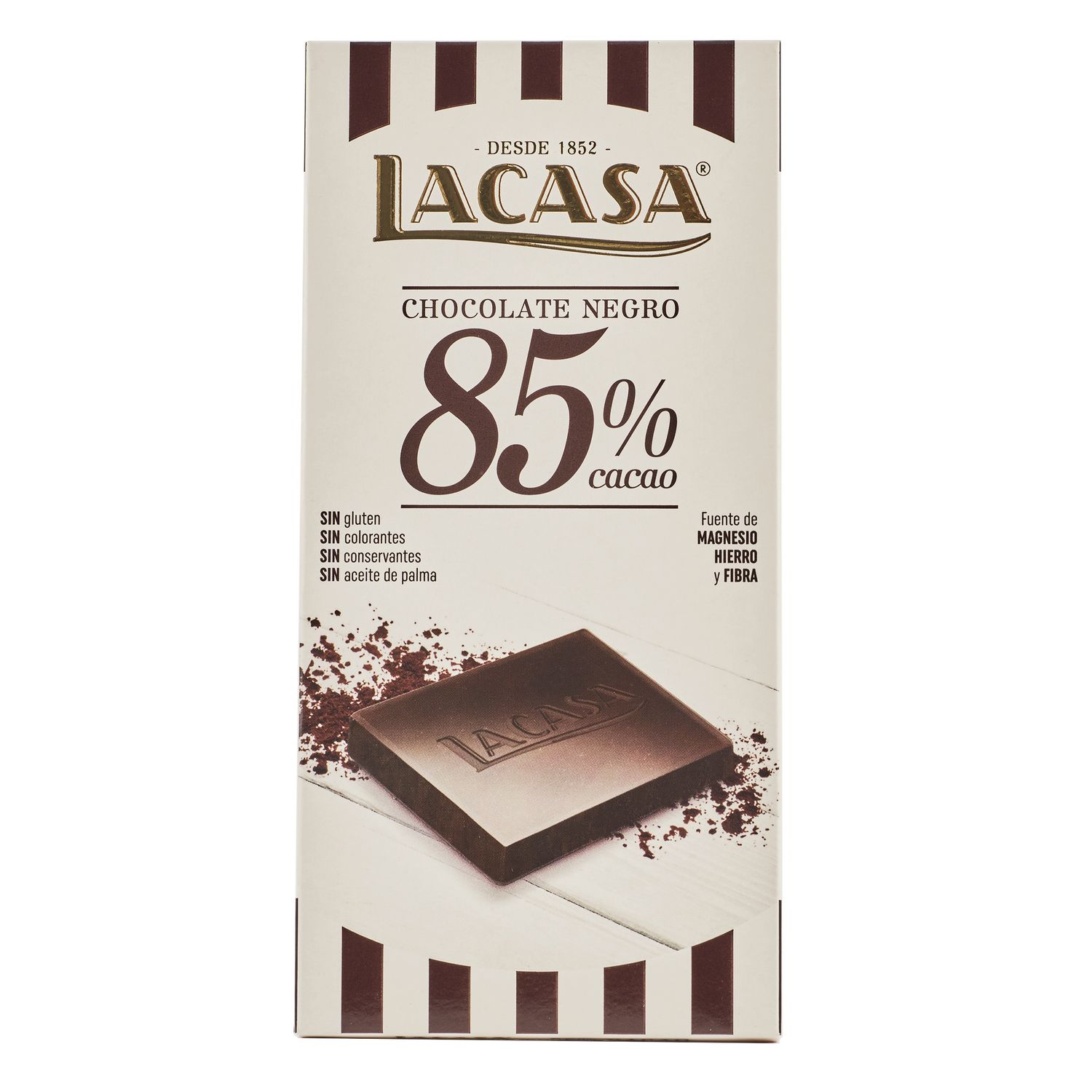 Tableta de chocolate negro 85% cacao LACASA 100 g.