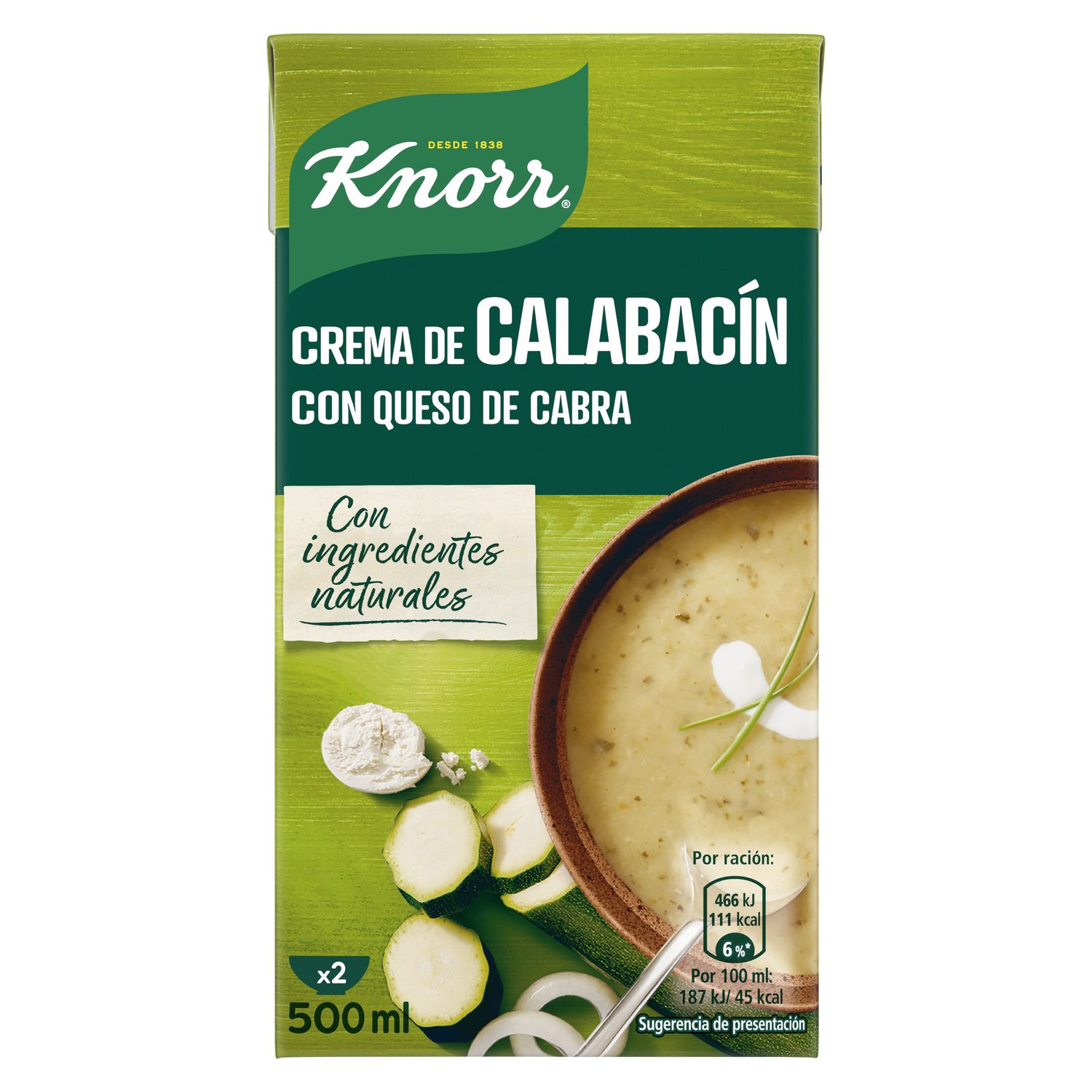 Crema de calabacín con queso de cabra KNORR 500 ml.