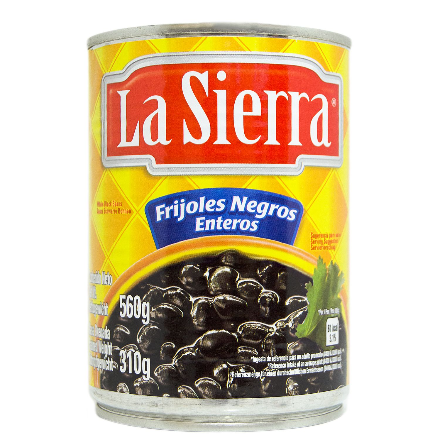 Frijoles negros enteros LA SIERRA 560 g.