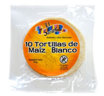 10 Tortillas de maíz blanco EL SARAPE 180 g.