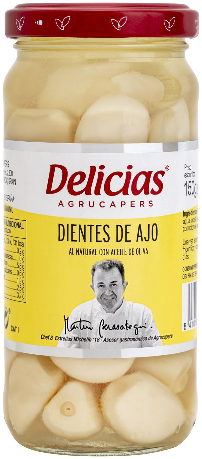 Dientes de ajo con aceite de oliva DELICIAS AGRUCAPERS 245 g.