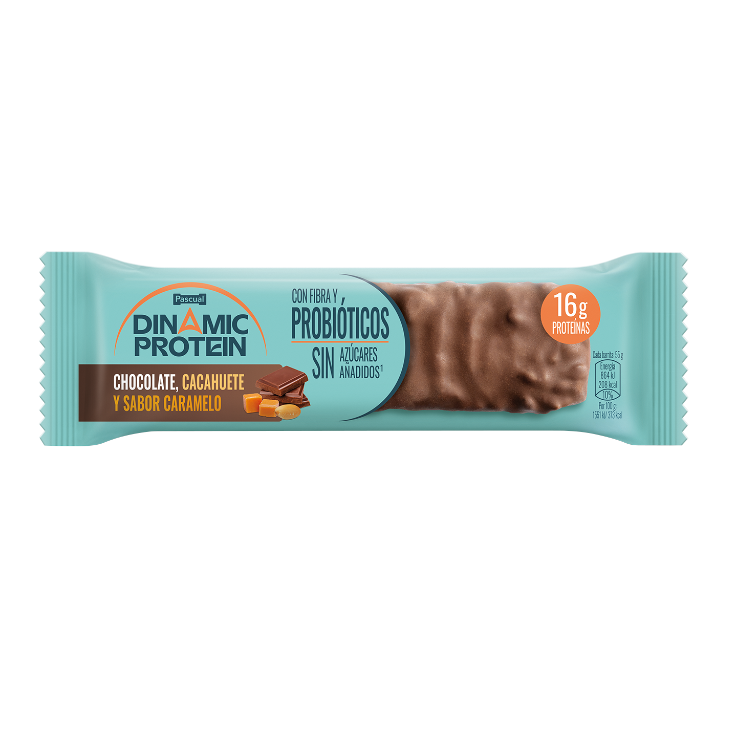 Barritas proteínas chocolate, cacahuete y sabor caramelo DINAMIC PROTEIN 55 g.