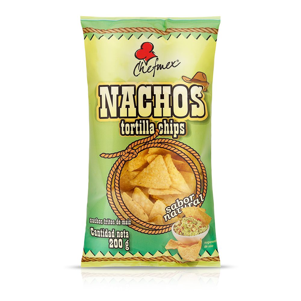 Nachos tortilla chips natural CHEFMEX 200 g.