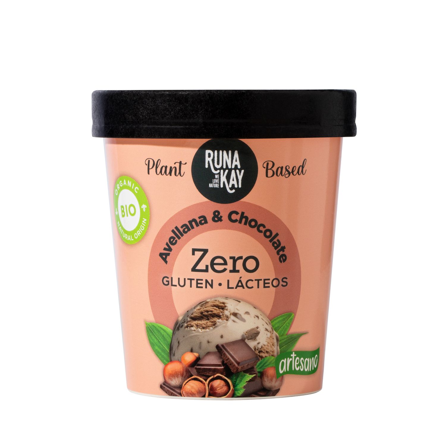 Helado ecológico y vegano avellana &amp; chocolate RUNA KAY 400 g.