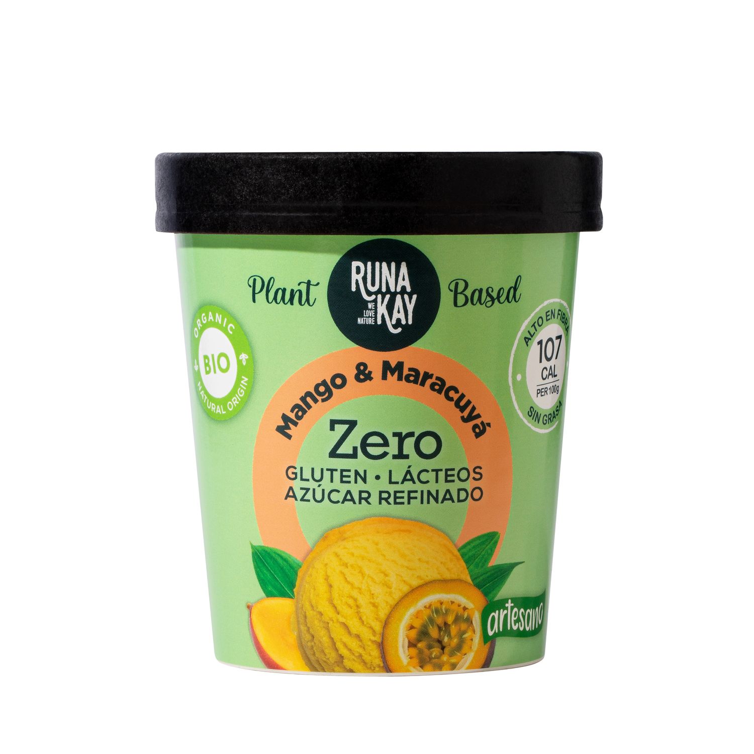 Helado ecológico y vegano mango &amp; maracuyá RUNA KAY 400 g.