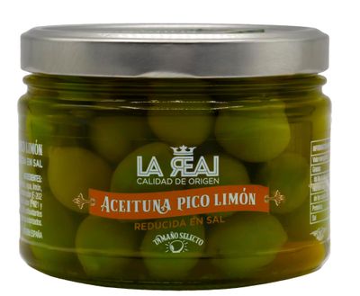 Aceituna pico limón reducida en sal LA REAL 500 g.