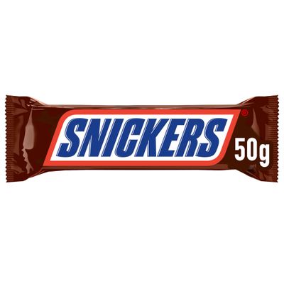 Barritas de chocolate y crema de cacahuete SNICKERS 50 g.