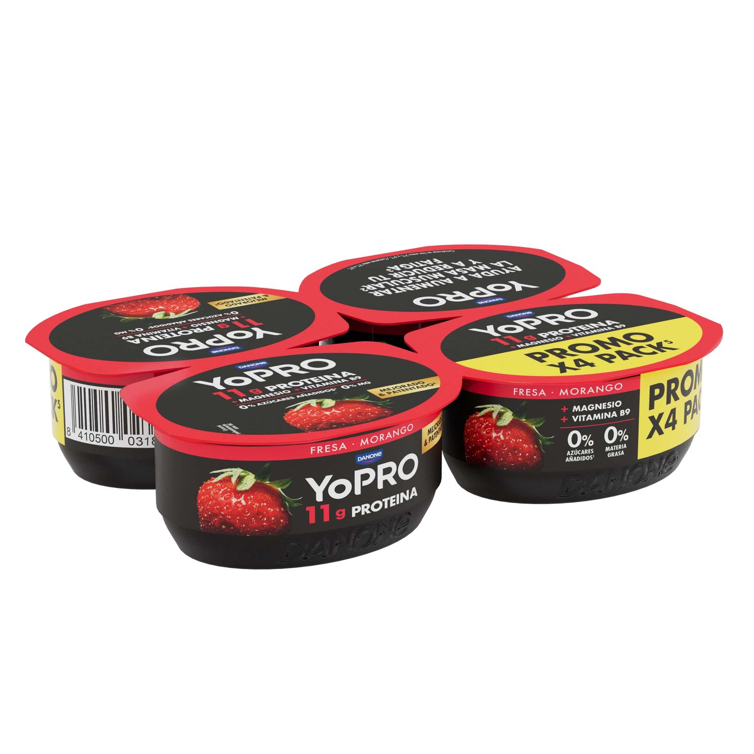 Yogur YOPRO 11 g. proteína sabor fresa pack 4 x 120 g.