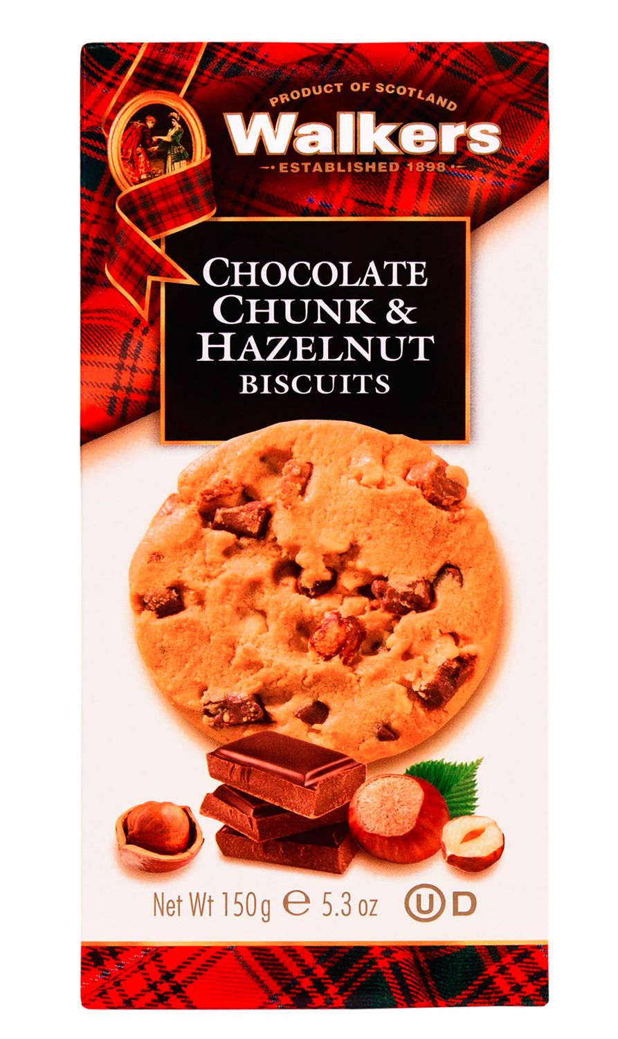 Galletas con chips de chocolate y avellanas WALKERS 150 g.