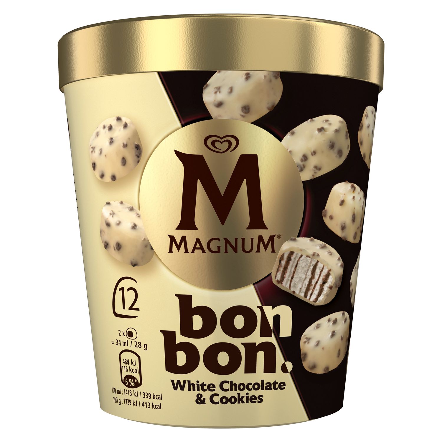 Bonbon white chocolate &amp; cookies MAGNUM 12 ud. 204 ml.