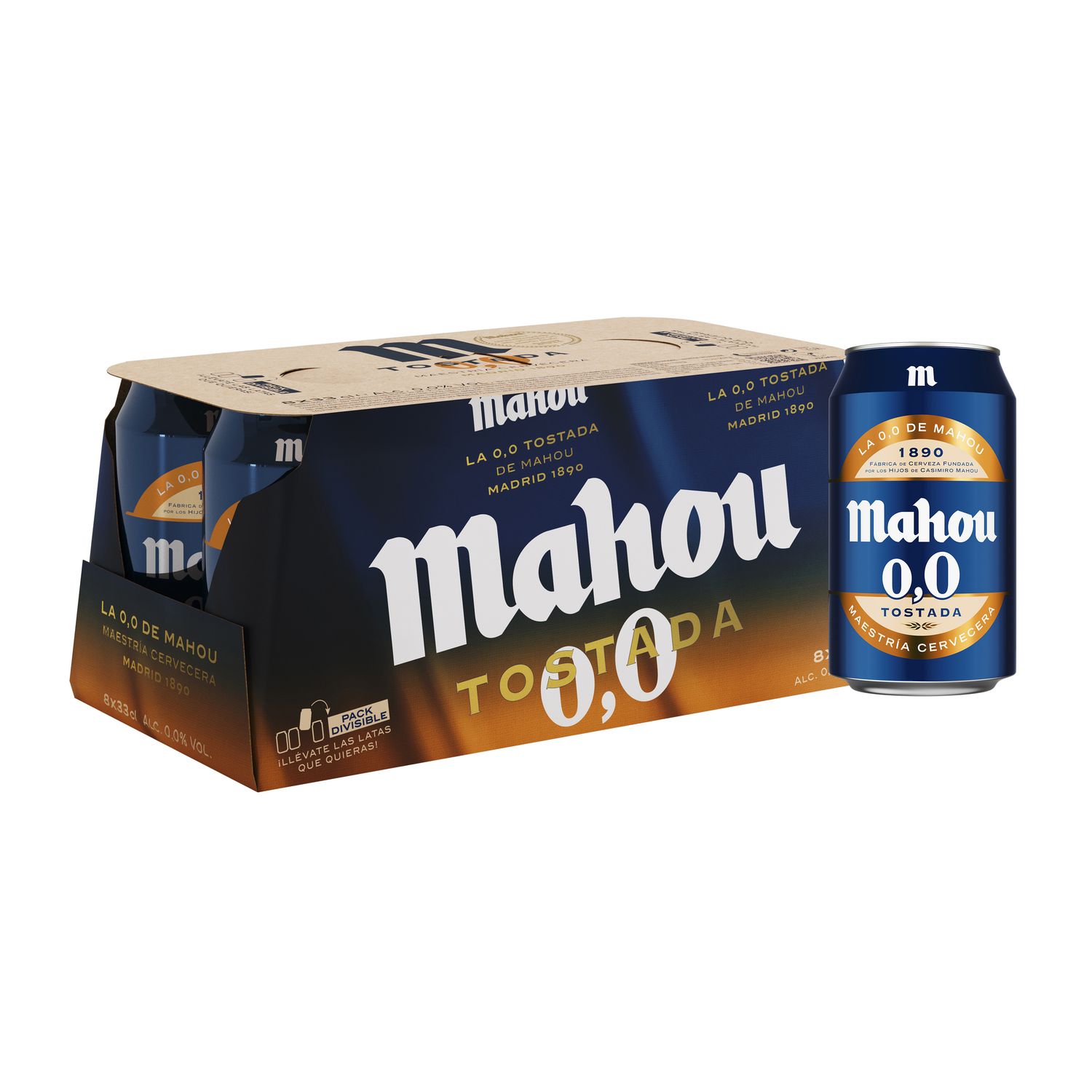 Pack cerveza 0,0 tostada MAHOU 8 33 cl.
