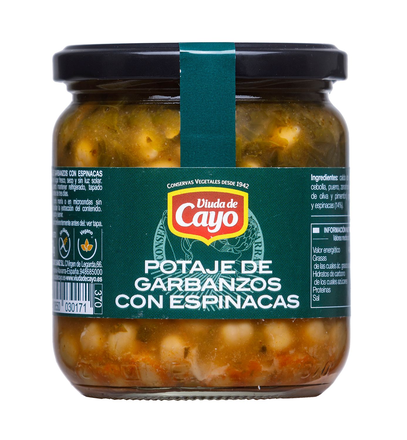Potaje de garbanzos con espinacas VIUDA DE CAYO 360 g.