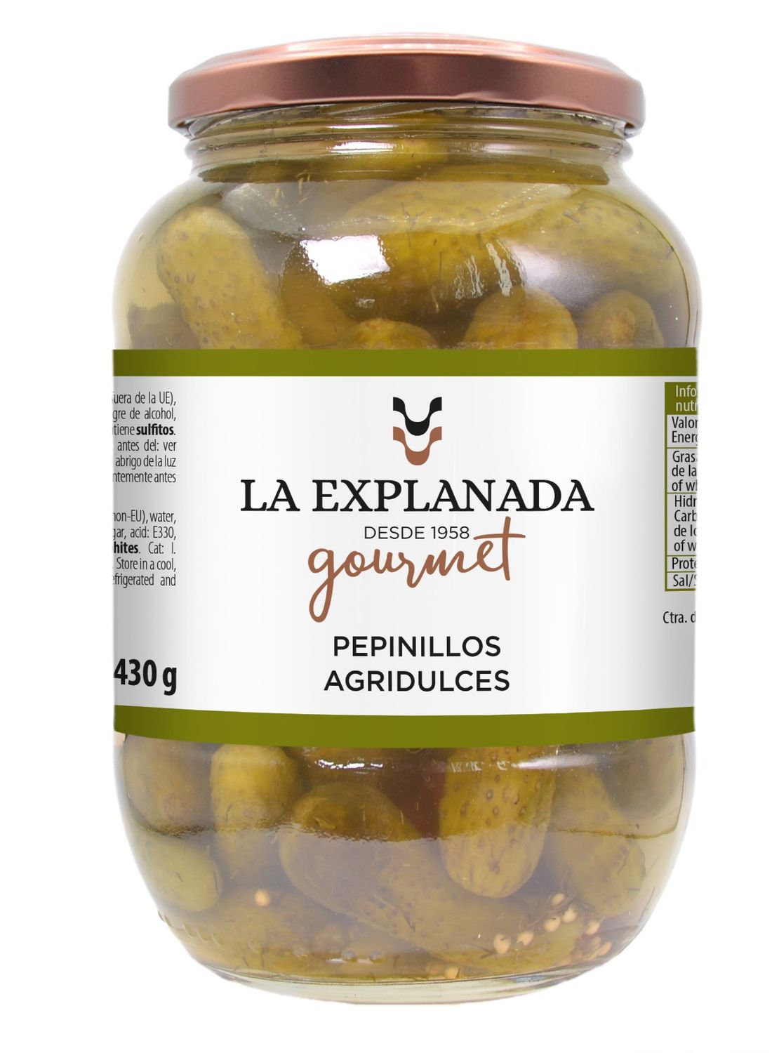 Pepinillos agridulces LA EXPLANADA 835 g.