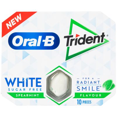 Chicles en grajeas ORAL-B sabor hierbabuena sin azúcar TRIDENT 10 pzs. 17 g.