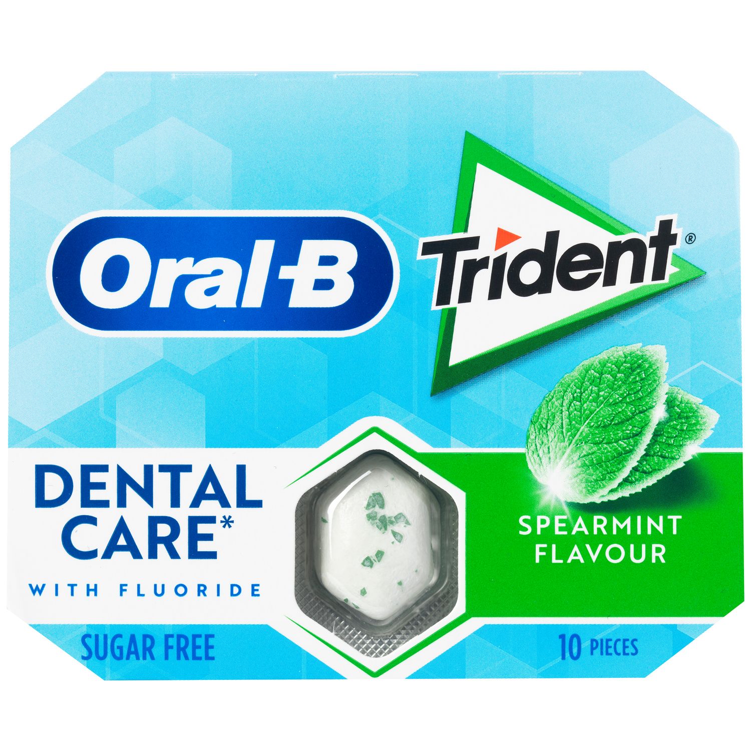 Chicles en grajeas dental care sabor hierbabuena sin azúcar TRIDENT 10 pzs. 17 g.