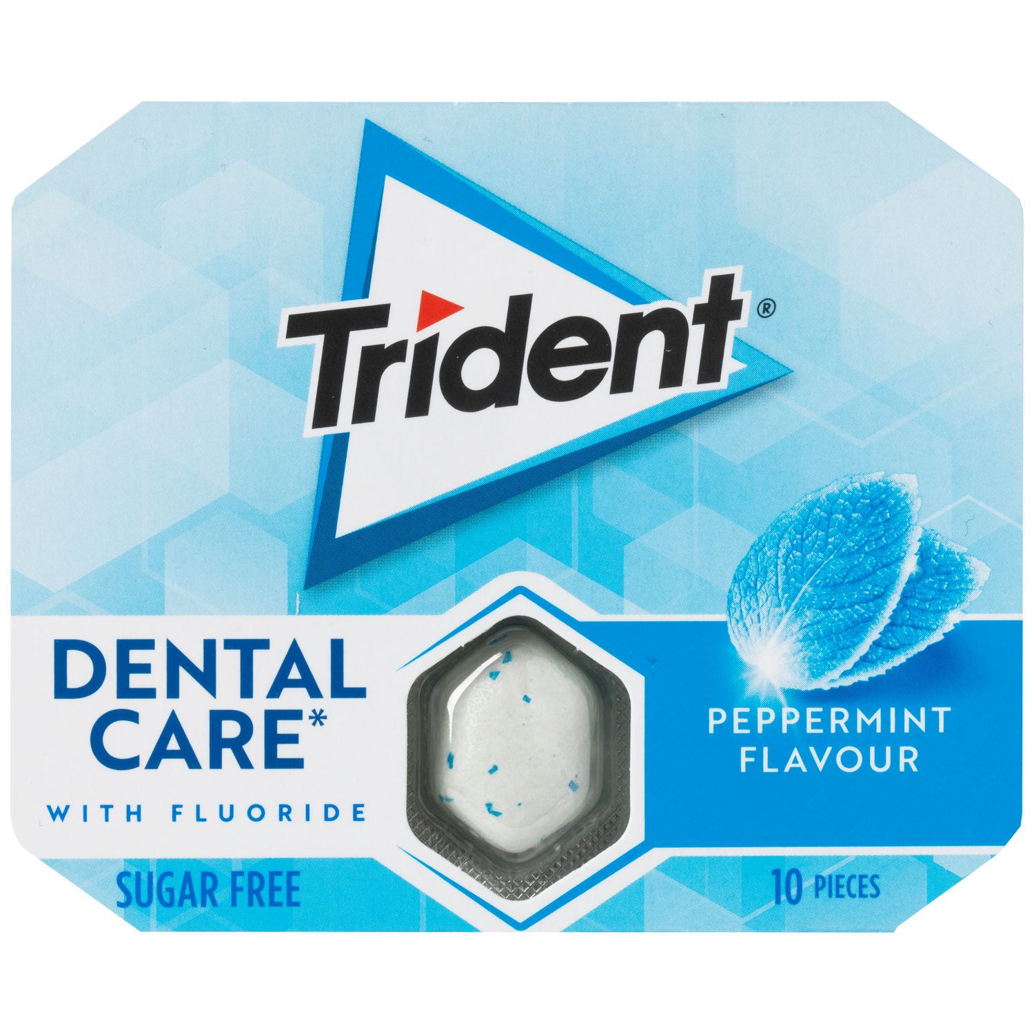 Chicles en grajeas dental care sabor menta sin azúcar TRIDENT 10 pzs. 17 g.
