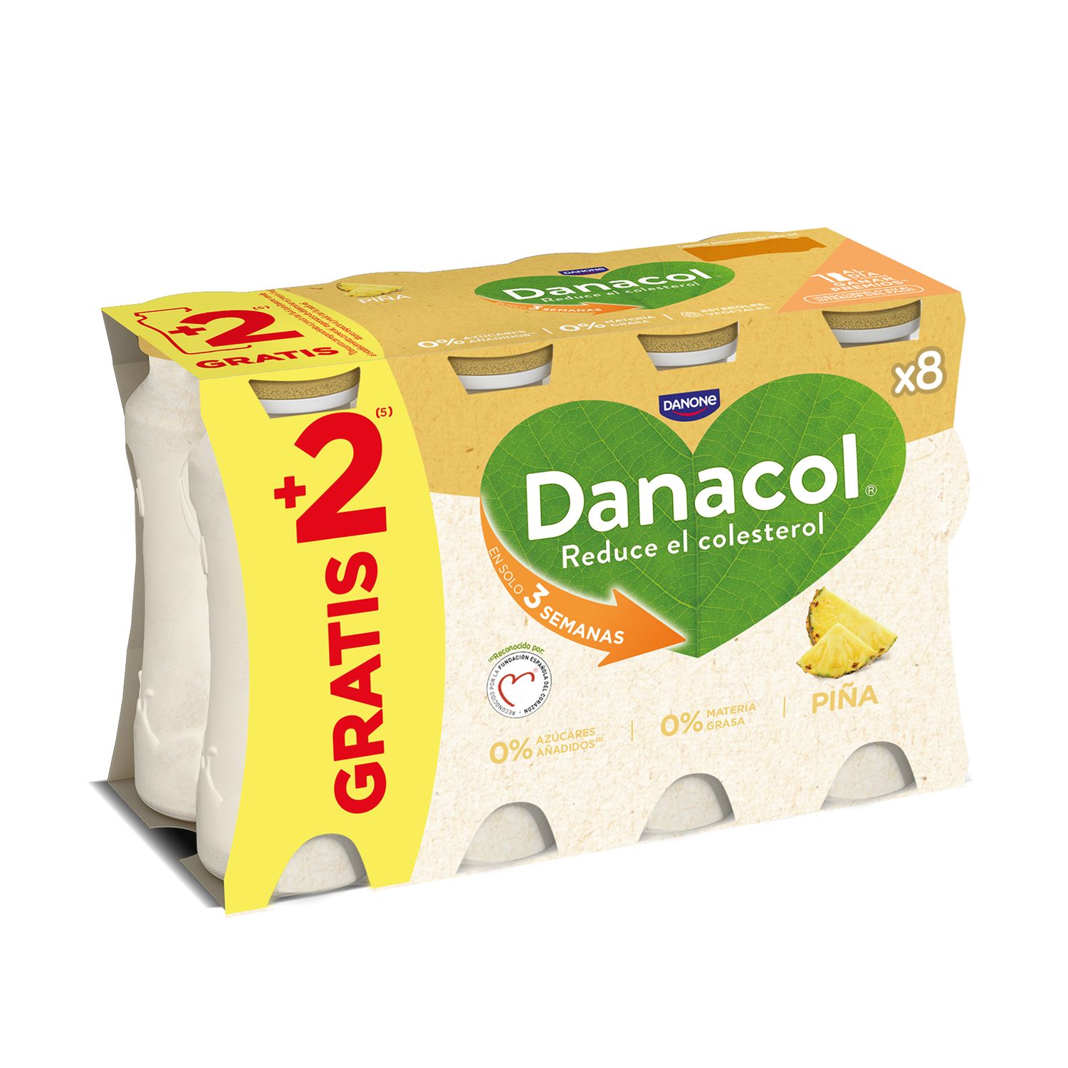 Yogur líquido piña DANACOL de DANONE 8x100 g.