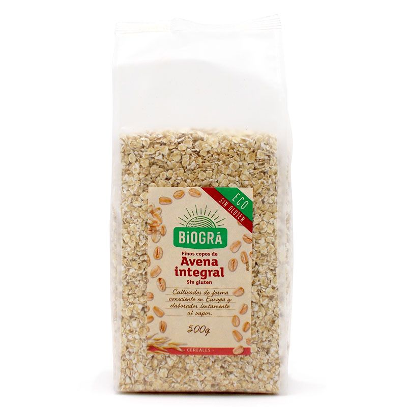 Finos copos de avena integral BIOGRÁ 500 g.