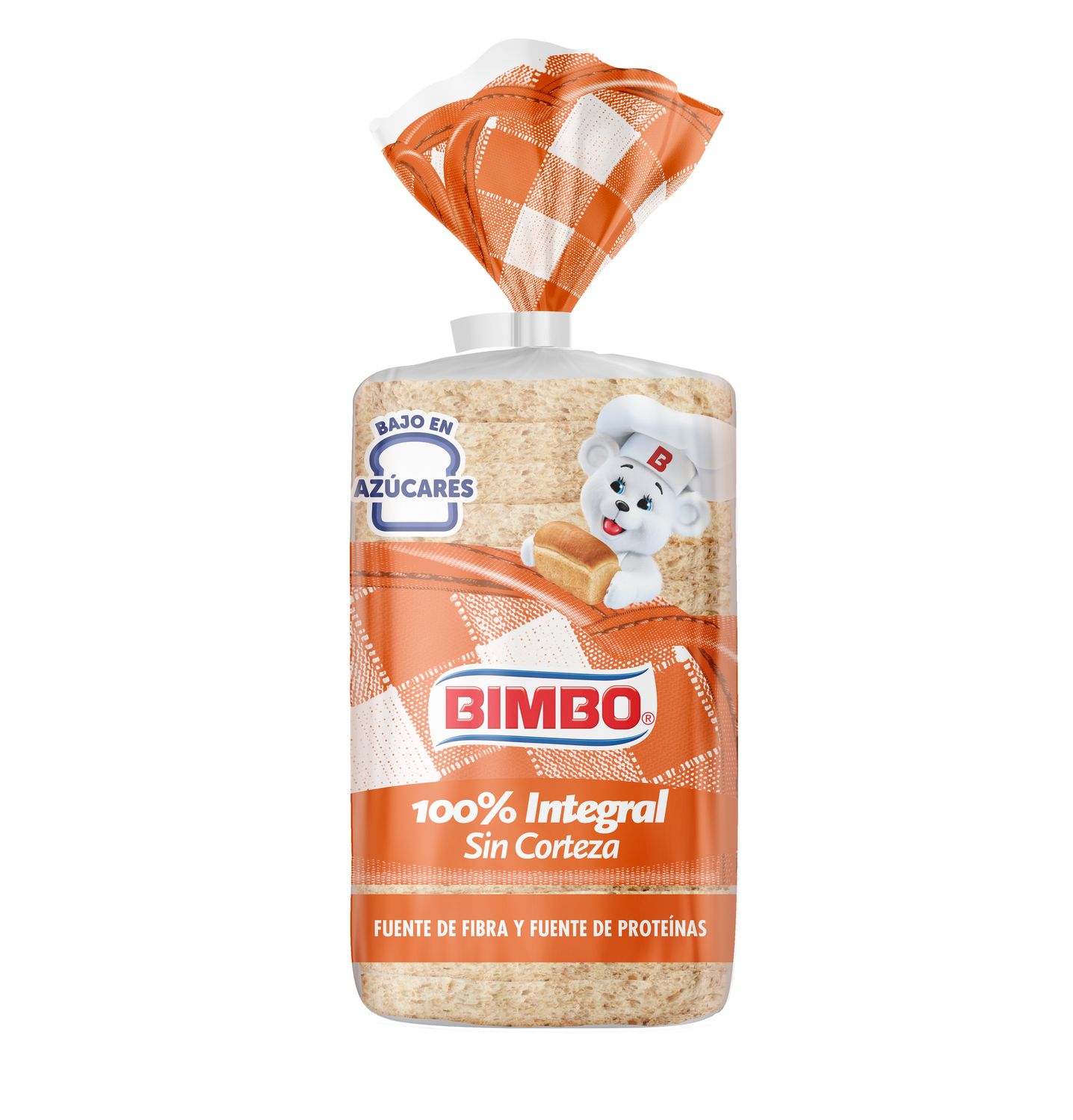 Pan de molde sin corteza integral BIMBO 450 g.