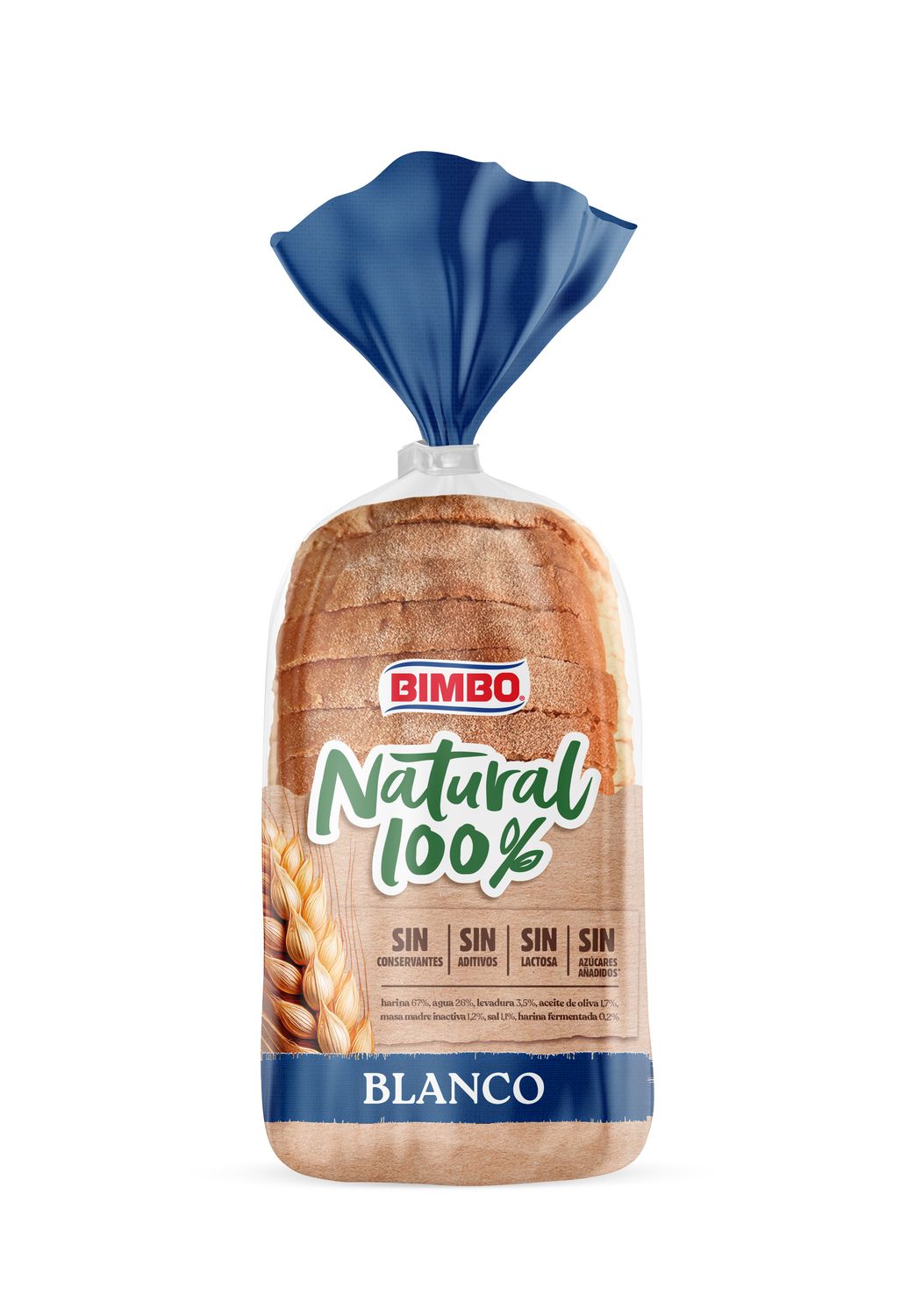 Pan de molde blanco natural 100% BIMBO 460 g.