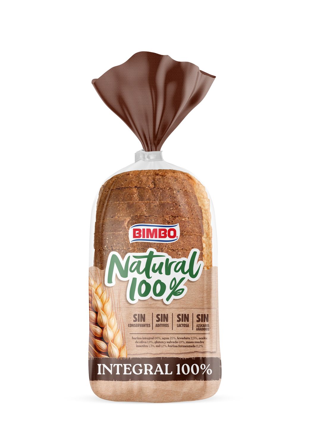 Pan de molde integral 100 % natural 100% BIMBO 460 g.