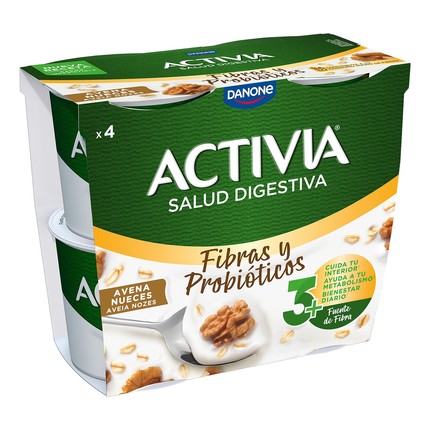 ACTIVIA cremoso AVENA/NUECES barriga sana DANONE 4 ud.
