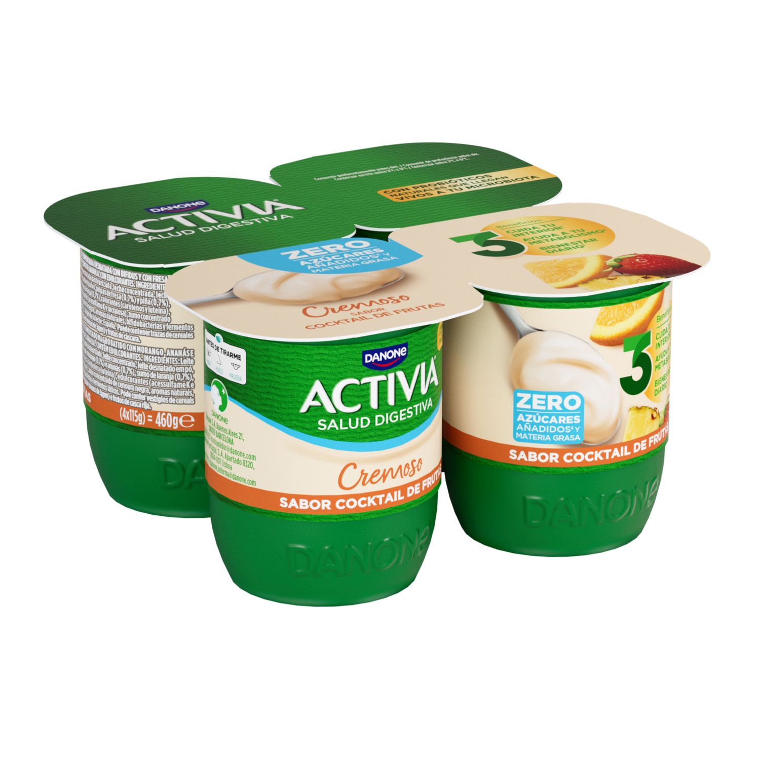 Activia cremoso multifrutas 0% m.g. DANONE 4 x 120 g.