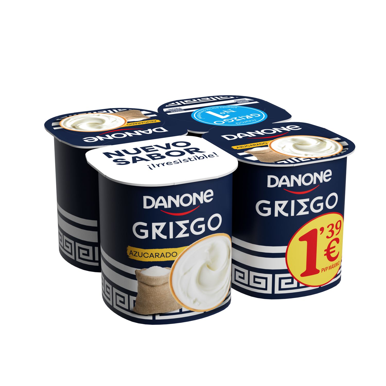Yogur griego natural azucarado DANONE 4x110 g.