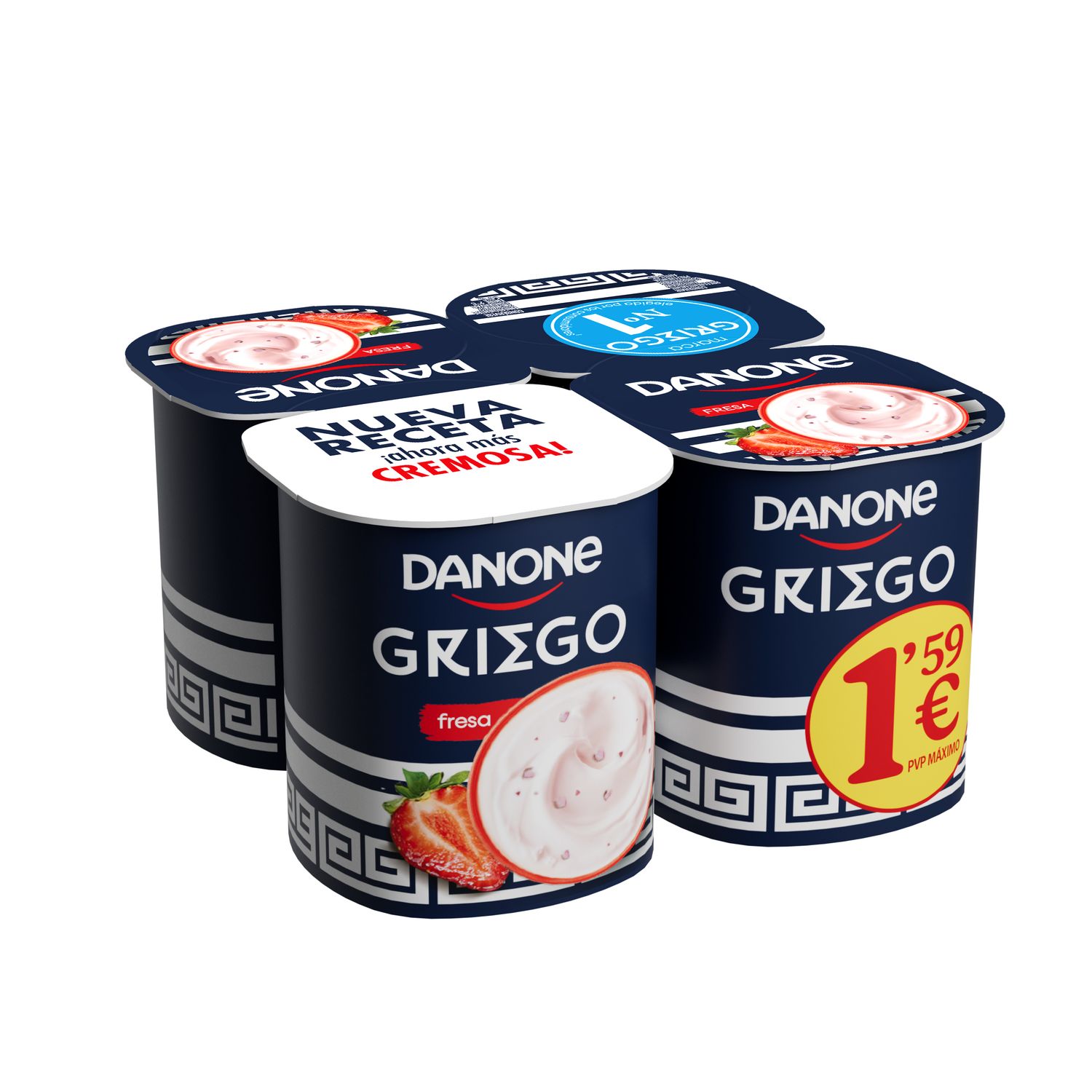 Yogur griego de fresa DANONE 4x110 g.