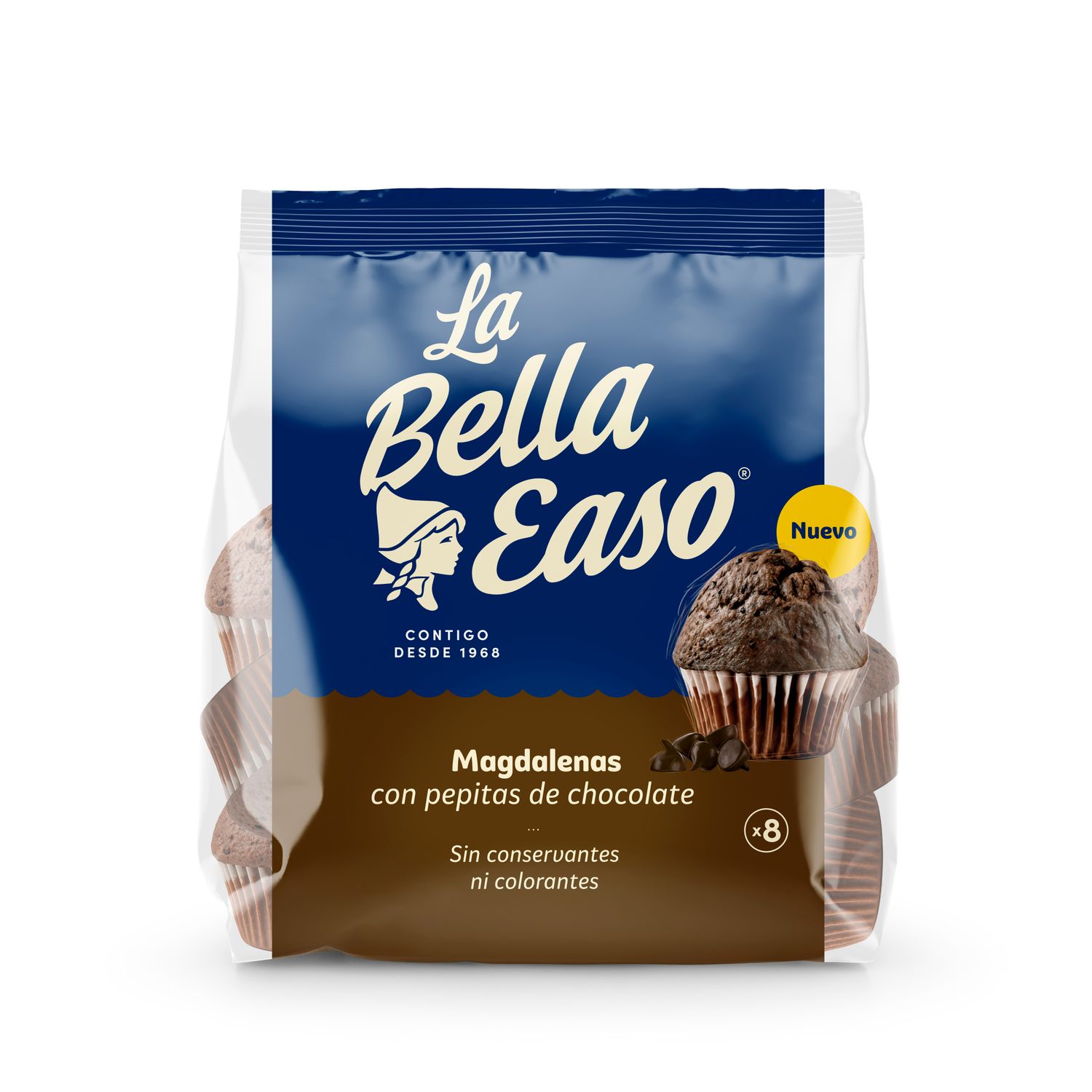 Magdalenas con pepitas de chocolate LA BELLA EASO 230 g.