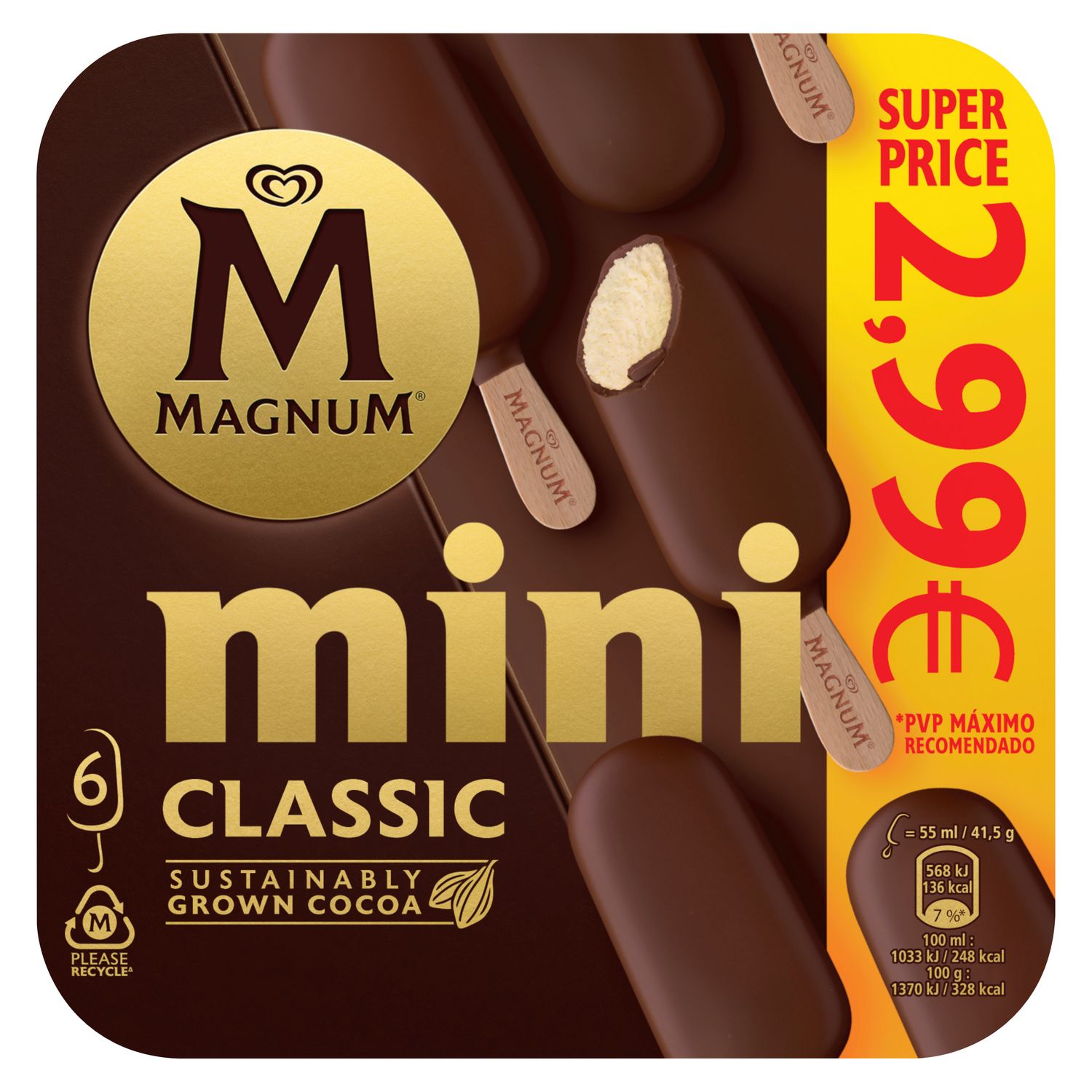 Helados mini classic MAGNUM 6 uds.