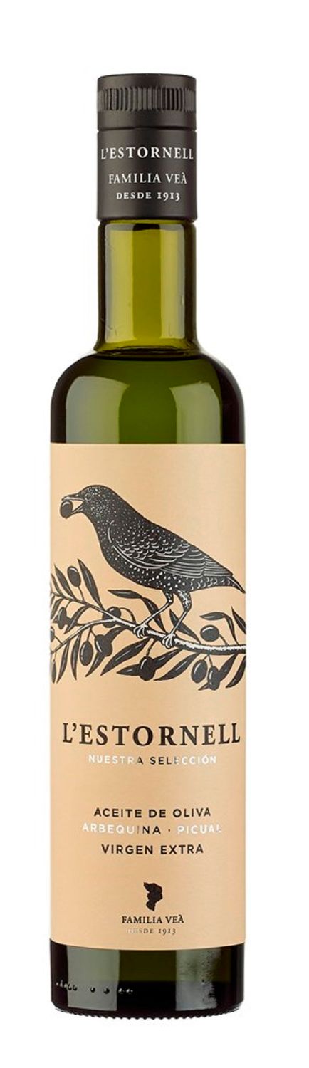 Aceite de oliva virgen extra L&#39;ESTORNELL arbequina picual 750 ml.
