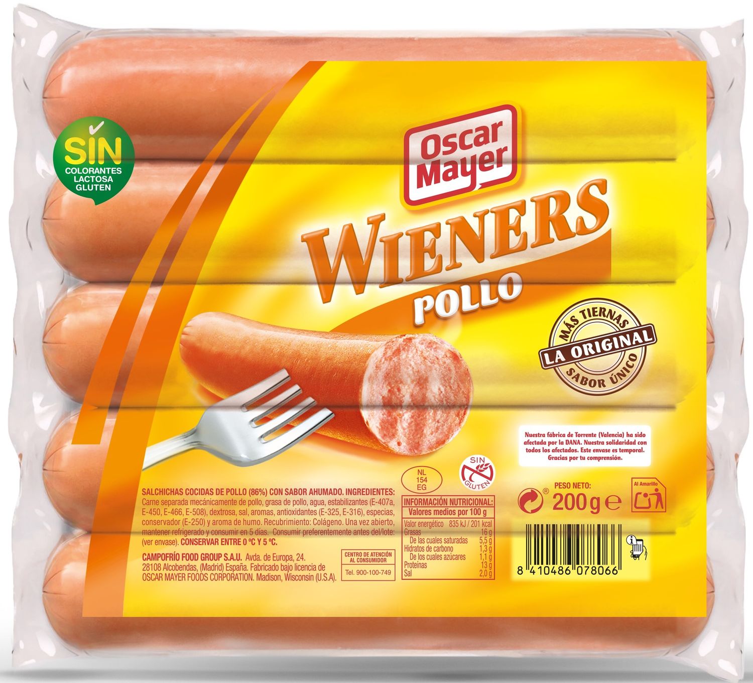 Salchichas estilo Wieners pollo OSCAR MAYER 200 g.