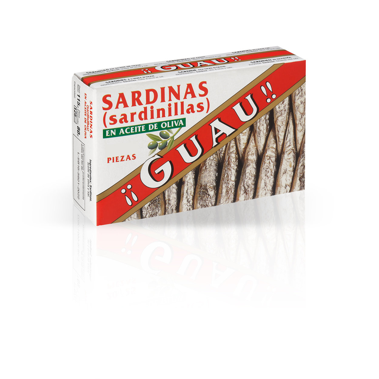 Sardinillas en aceite de oliva GUAU (15-20 piezas).