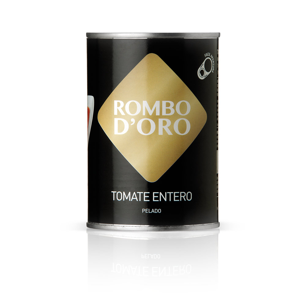 Tomate entero pelado ROMBO D&#39;ORO (500 gramos).