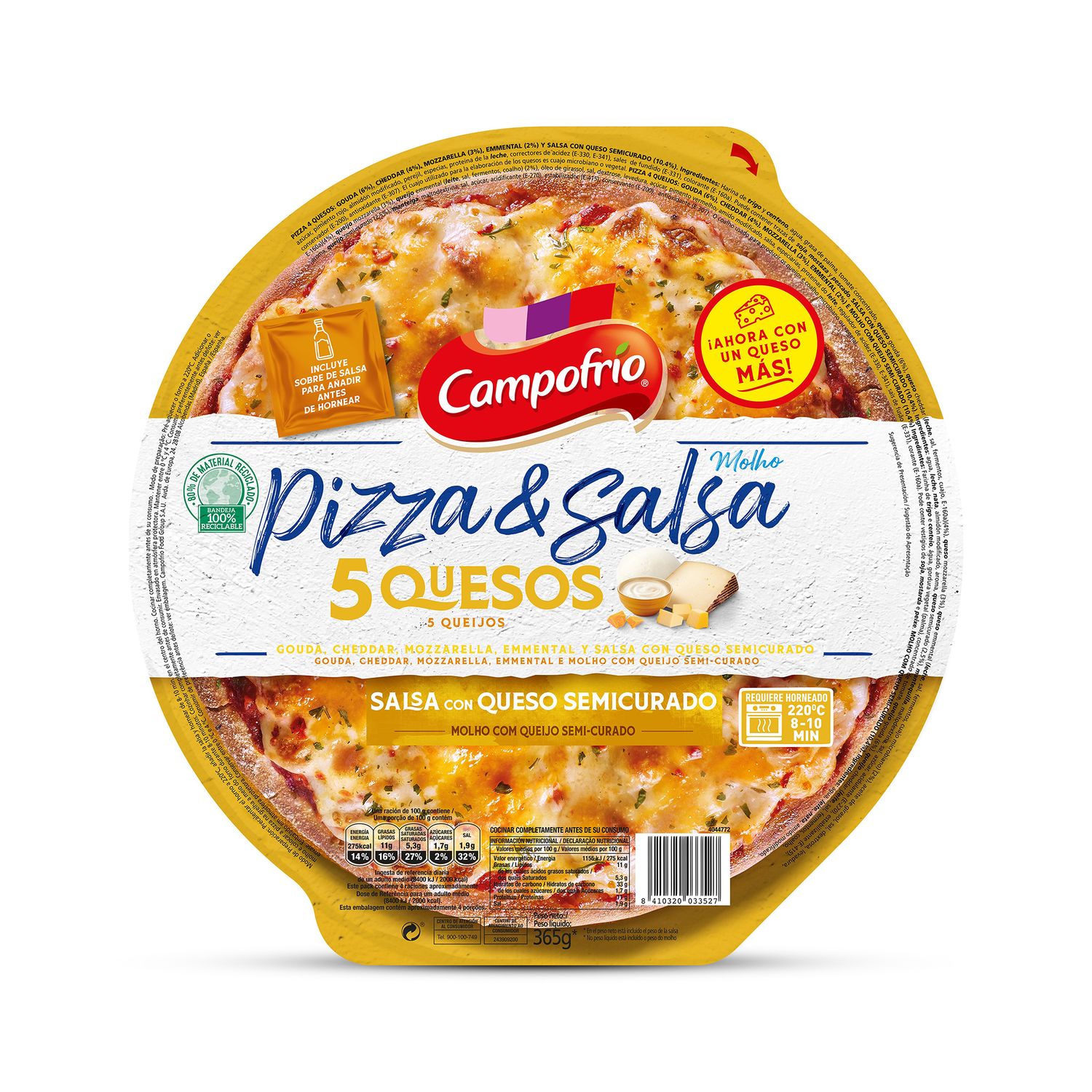 Pizza &amp; salsa 5 quesos CAMPOFRIO
