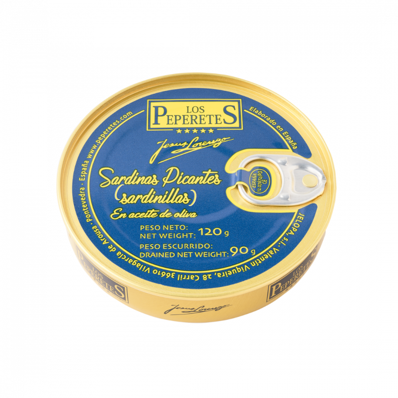 Sardinas picantes en aceite de oliva (sardinillas) LOS PEPERETES 120 g.