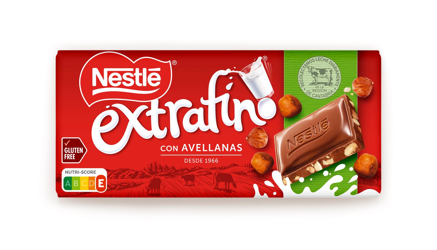 Tableta de chocolate con leche extrafino con avellanas NESTLE 123 g.