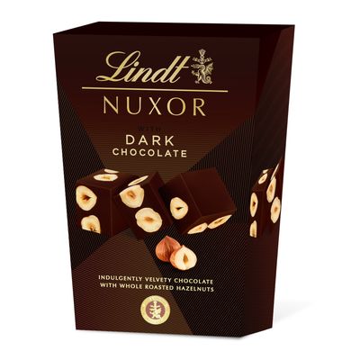 Bombones NUXOR chocolate negro con avellanas crujientes tostadas LINDT 80 g.