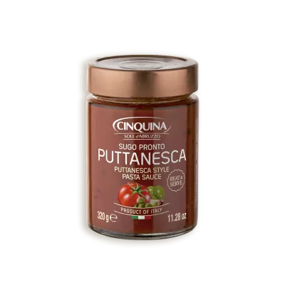 Salsa de tomate a la puttanesca CINQUINA 320 g.