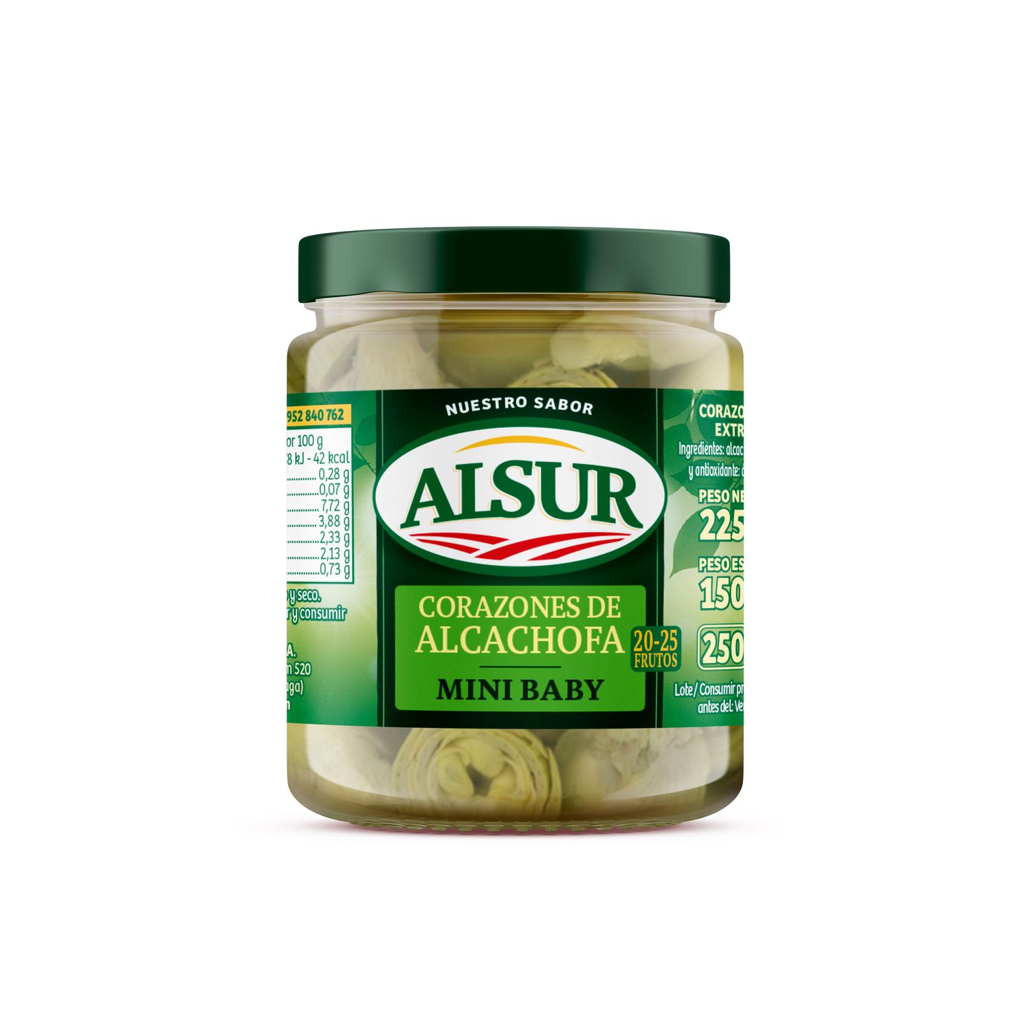 Corazones de alcachofas mini baby ALSUR 20/25 pzas. 225 g.