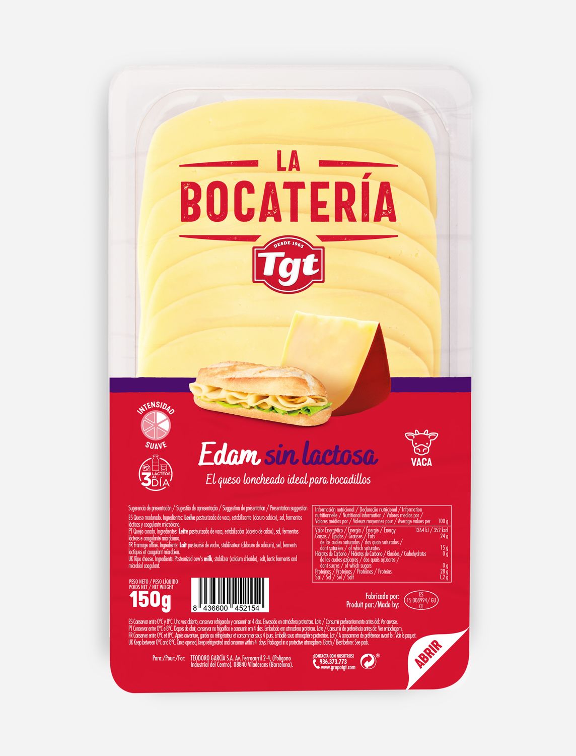 Queso cheddar en lonchas LA BOCATERIA 200 g.